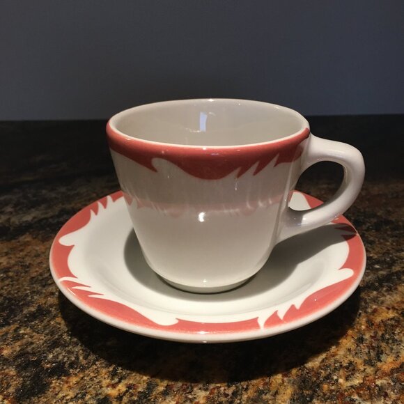 MCM J. E Heath England Restaurant Coral Wave Scroll Cup and Saucer Set #1 - Picture 2 of 15